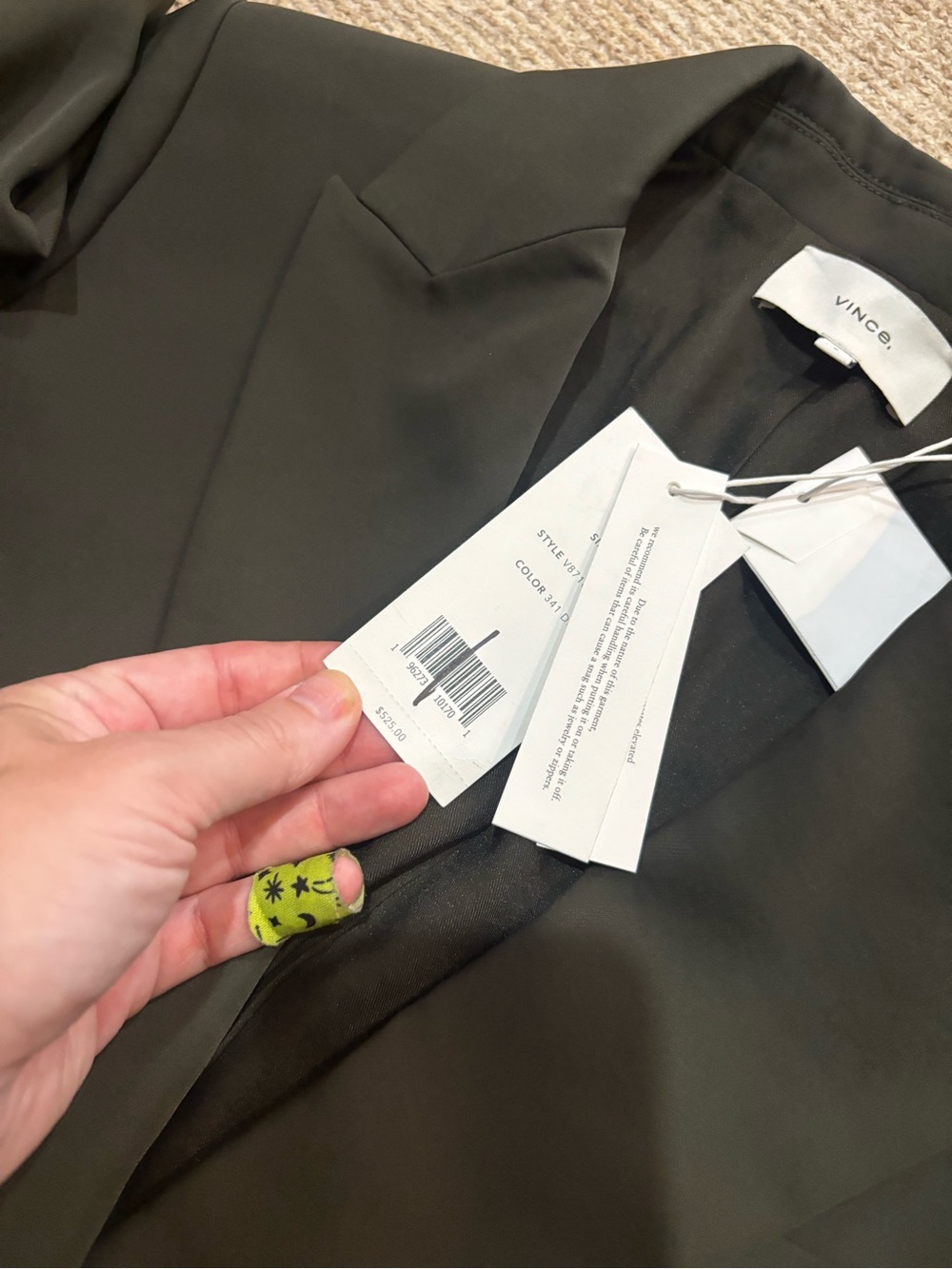 Vince Olive Green Single-Button Blazer - Picture 6 of 6
